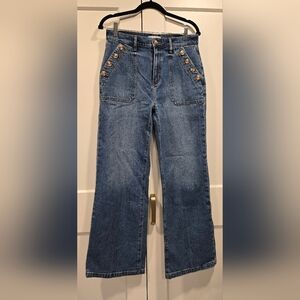 The LOFT Womens Blue Denim Wide Leg Jeans
